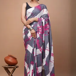 Moda Rapido Tie and Dye Pure Cotton Ikat Saree-image-80