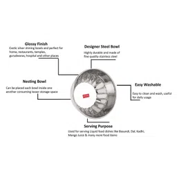 HAZEL Stainless Steel Serving Bowl Wati Dessert Vati Katori Pack of 6 - 220 ml each image 3