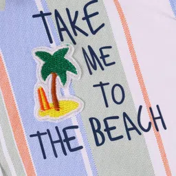 Little Kangaroos 100% Cotton Half Sleeves Striped Shirt- Blue & Green image 3