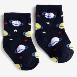 Cute Walk by Babyhug Knit Antibacterial Ankle Length Socks with Polka Dot & Star Print Pack of 3 - Navy & Light Grey image 3