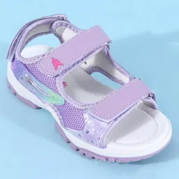 Pine Kids Sandals with Velcro Closure & Hearts Print - Purple image 3
