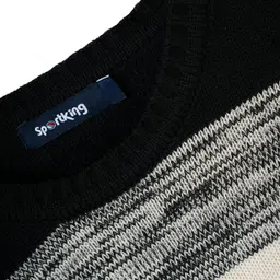 Sportking Knit Full Sleeves Striped Sweater - Black image 4