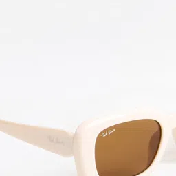 Ted Smith Unisex Brown Lens & White Rectangle Sunglasses with image 4