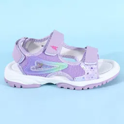 Pine Kids Sandals with Velcro Closure & Hearts Print - Purple image 4