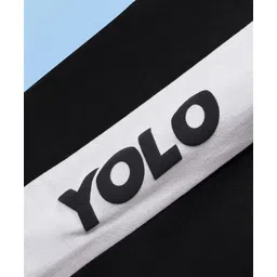 Pine Kids Cotton Knit Full Length Track Pant with YOLO Print - Black image 4