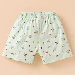 Tango Single Jersey Knit Half Sleeves Shorts Night Suit Bunny Print - Light Green image 5