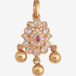 Kushal's Fashion Jewellery 92.5 Pure Silver Gold Plated Ruby Studded Temple Jewellery Set image 4