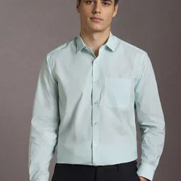 Louis Philippe Textured Spread Collar Formal Shirt-image-21