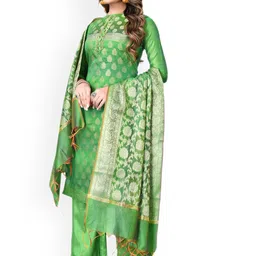 Maroosh Floral Embellished Zari Banarasi Jacquard Unstitched Dress Material image 4