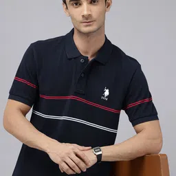 U.S. Polo Assn. Striped Polo Collar Pure Cotton Slim Fit T-shirt-picture-31