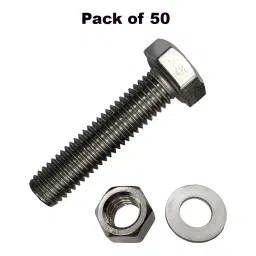 Whiteshark S.S Nut Bolt Washer Stainless Steel with Hex Head 50x8x50 mm Shape for Indoor & Outdoor, (Pack of 50 Pcs) image 2