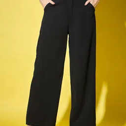 BUY NEW TREND Women Relaxed Straight Fit High-Rise Trousers-image-61