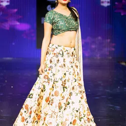 Kaizen TEXO FAB Embroidered Thread Work Semi-Stitched Lehenga & Unstitched Blouse With Dupatta image 5