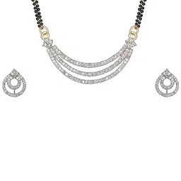 Nirali Creation Artificial Stones Studded & Beaded Mangalsutra With Earrings image 2