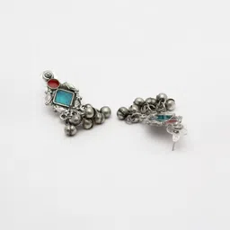 Moedbuille Silver-Plated Stone-Studded Oxidised Jewellery Set image 5
