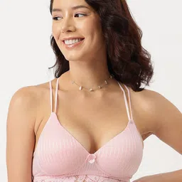 DressBerry Pink Striped Full Coverage Lightly Padded Everyday Bra with All Day Comfort image 3