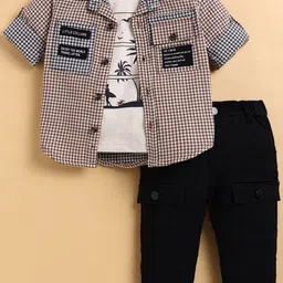 LITTLE COLLARS Boys Checked Polo Collar Long Sleeves Shirt With Trousers-picture-52