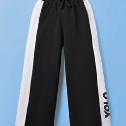 Pine Kids Cotton Knit Full Length Track Pant with YOLO Print - Black-picture-21