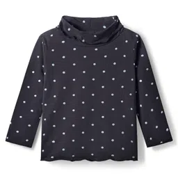 Babyhug Knit Full Sleeves Turtle Neck Winter T-Shirt With Polka Dots - Black-picture-24