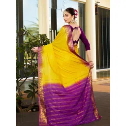 HERE&NOW Solid Zari Pure Crepe Banarasi Saree image 5