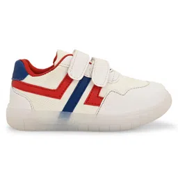 Stefens Colour Blocked Double Velcro Closure Sneakers - White & Red image 3