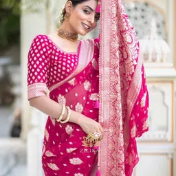 CANIZZARO Ethnic Motifs Zari Silk Blend Banarasi Saree image 2