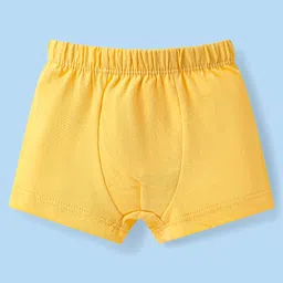 Babyhug 100% Cotton Knit Antibacterial Trunks With Stripes & Beach Theme Print Pack Of 3 - Navy Blue & Yellow image 4