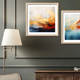 Kotart Orange & Blue 2 Pieces Abstract Wooden Wall Arts image 5