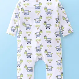 Babyhug 100% Cotton Full Sleeves Romper With Dino Print Pack Of 2 - White & Yellow image 5