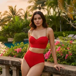 WomanLikeU Red Chain Strap Bikini (Set of 2)-picture-23