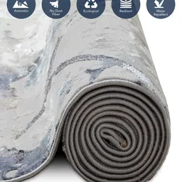 OBSESSIONS Cream-Colored & Grey Abstract Printed Floor Runner image 3