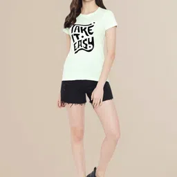 SZN Women Typography Printed Applique T-shirt-picture-15