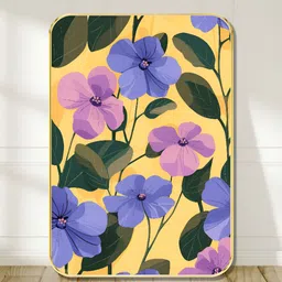 SAF Yellow & Purple Vibrant Purple Floral Printed MDF Wooden Wall Art-picture-10