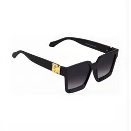 Arzonai Unisex Black Lens & Black Rectangle Sunglasses with UV Protected Lens image 2