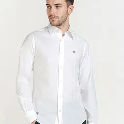 GANT Men Relaxed Slim Fit Solid Spread Collar Cotton Poplin Casual Shirt-image-84