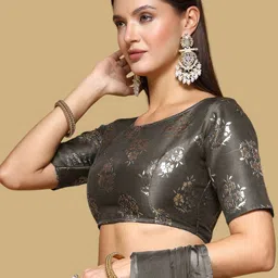 Oomph! Women Ethnic Printed Boat Neck Saree Blouse image 4