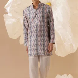 Eleven Brothers Men Printed Regular Pure Silk Kurta with Pyjamas-image-81