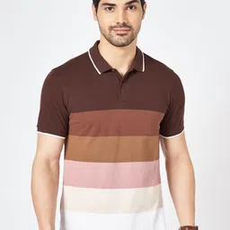 BYFORD by Pantaloons Men Striped Polo Collar Cotton Slim Fit T-shirt-image-58