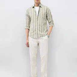 U.S. Polo Assn. Men Tailored Fit Vertical Striped Spread Collar Cotton Casual Shirt image 5