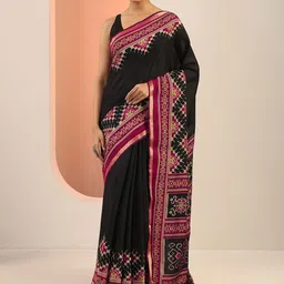 Libas Solid Zari Saree with Ethnic Motifs Printed border-picture-28