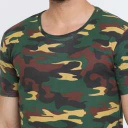 Masculino Latino Camouflage Printed Round Neck Cotton Bio Finish Regular Fit T-shirt image 5