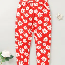 Kookie Kids Full Length Leggings Floral Print - Red-picture-24