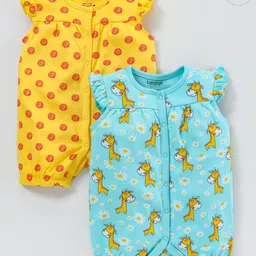 Babyoye Sleeveless Rompers Set of 2 - Blue Yellow-image-2
