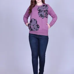 Divine Girl Women Round Neck Floral Printed Sweatshirt-picture-11