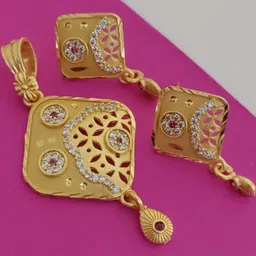 Niva Fashion Gold-plated Brass Pendent and matching Earing set-image-51