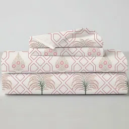 Sleepsia White & Rose Ethnic Motifs 180 TC Queen Bedsheet with 2 Pillow Covers image 3