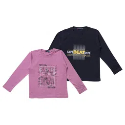 NeuVin Kids Pack Of 2 Typography Printed Round Neck Long Sleeves T-shirts-image-85
