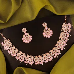 DIVASTRI Set Of 2 Silver-Plated American Diamond-Studded Jewellery Set image 3