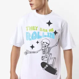 Bewakoof Men Death Roll Graphic Printed Oversized T-shirt-image-58
