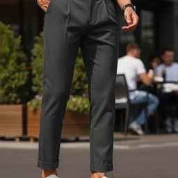 Next One Men Tailored Slim Fit Easy Wash Pleated Trousers-image-25